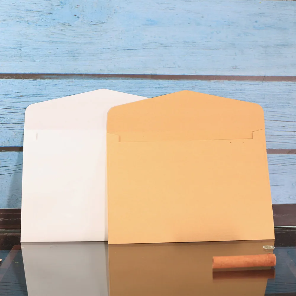 Big Size A5 22x15.5cm Paper Envelopes for Gift Business Kraft White Color Vintage Wedding Invitation Scrapbooking Card Storage