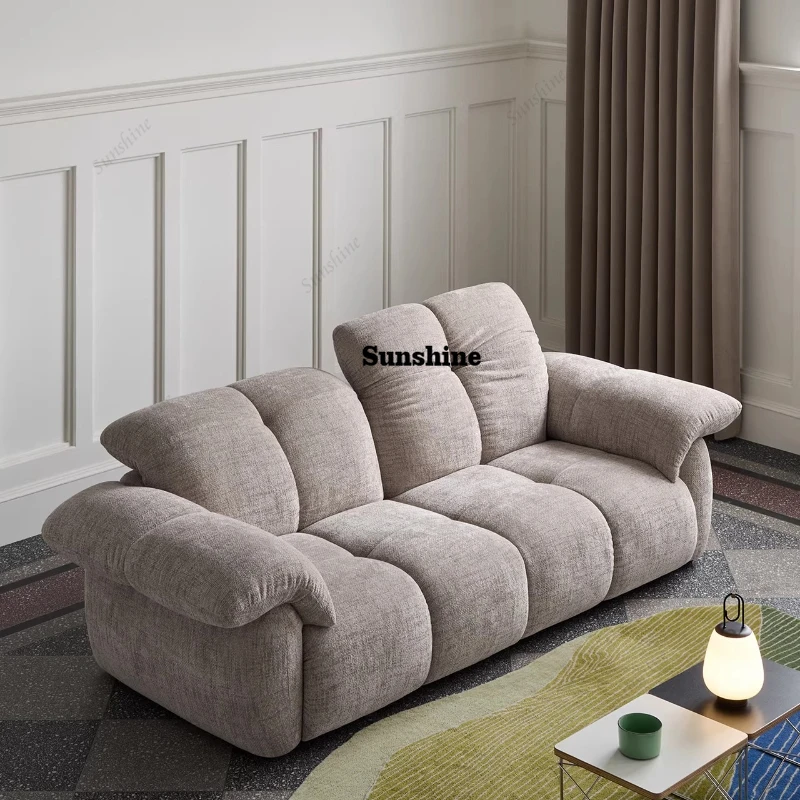 

Fabric, retro three-person, simple modern living room straight row adjustable function sofa