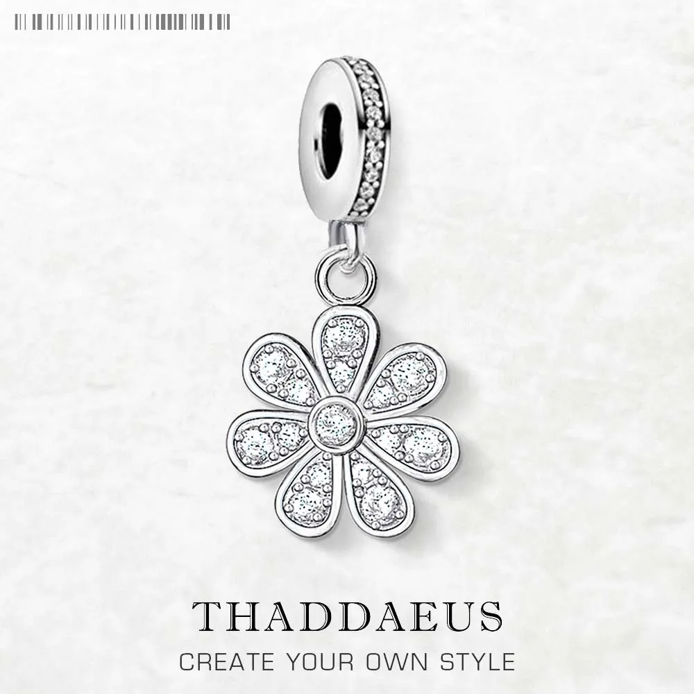 

Dangle Charm Pendant Petals Flower Europe Style Club Jewelry Romantic Gift In 925 Sterling Silver