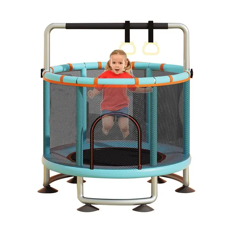 Toddler Trampoline Creative Outdoor Child's Trampoline Outdoor Funny Trampoline With Safety Enclosure Net Hang Rings Swings