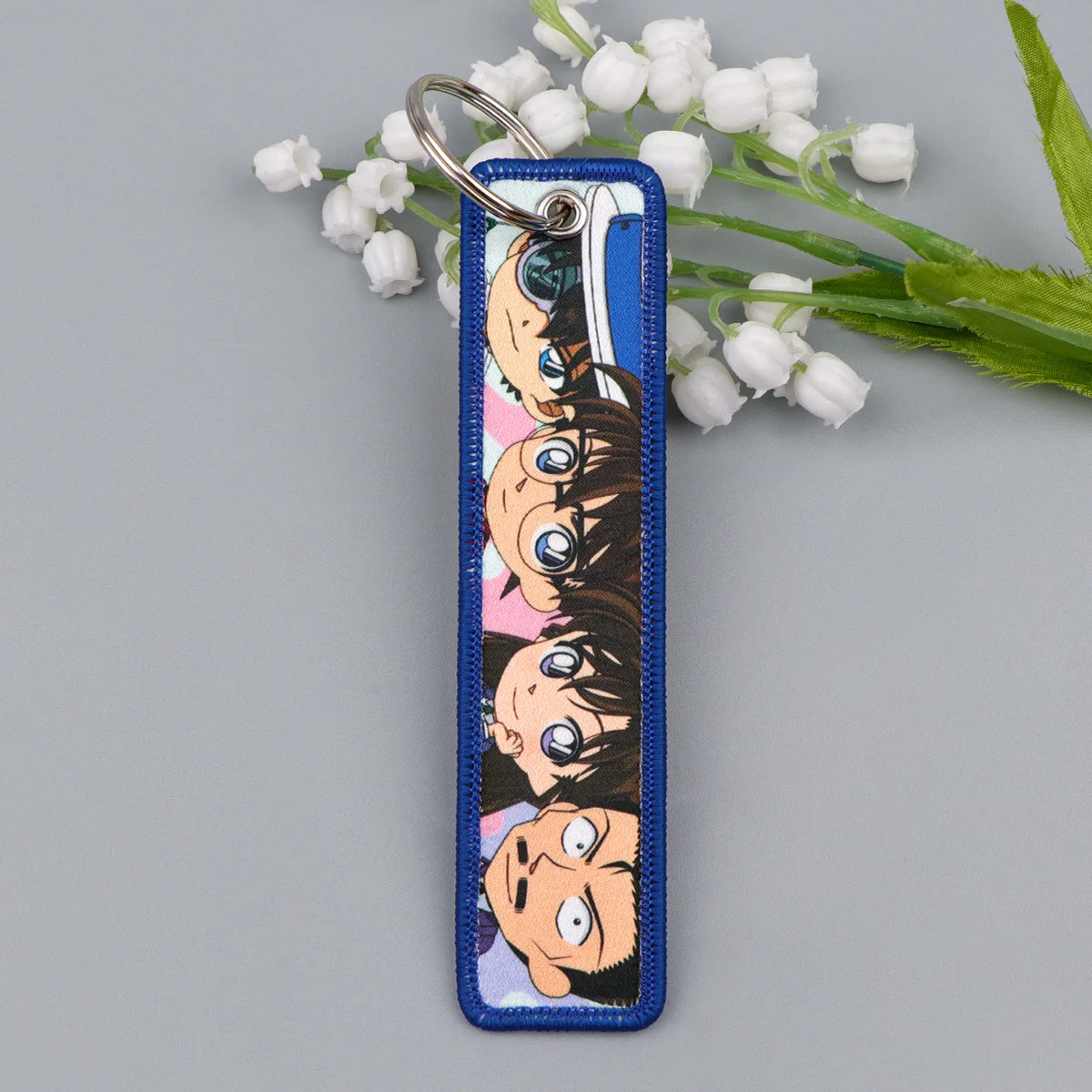 Cool Boy Embroidery Key Fobs Detective Key Tags Keychains for Motorcycles Cars Keyring Cosplay Accessories Bag Decoration Gifts
