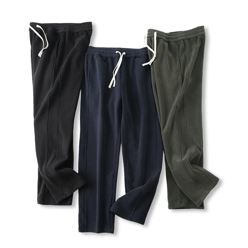 

Мужские модные городские утепленные брюки на флисовой подкладке, свободного прямого кроя, ветрозащитные, повседневные, из флиса высокой плотности, осень-зима