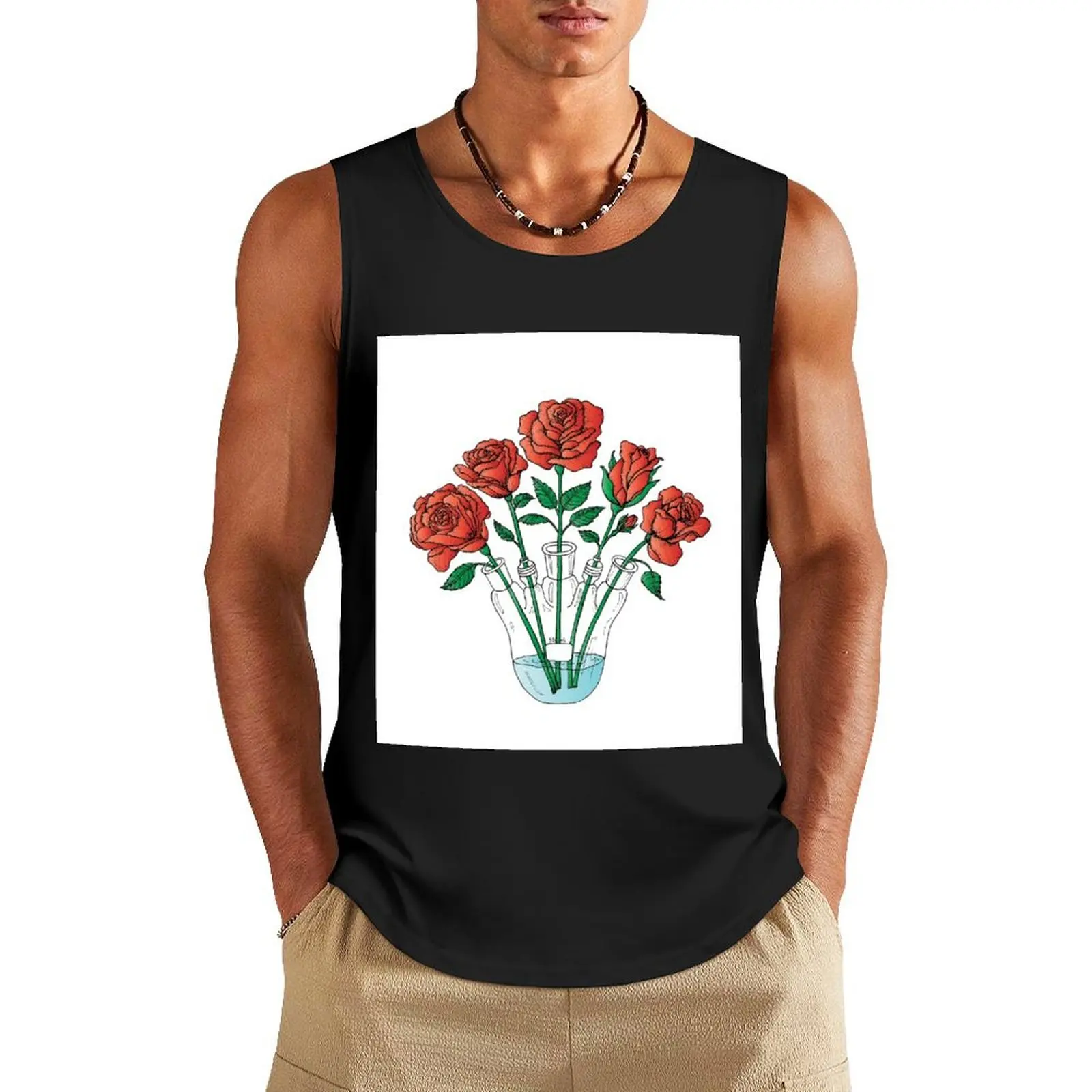 

Roses in Electrochemical Flask Tank Top male top T-shirt Men's gym singlet for men