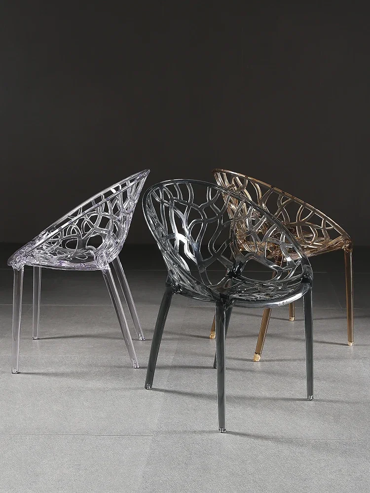 

Nordic Furniture Stools Living Room Transparent Crystal Armchairs Design Plastic Stool Backrest Acrylic Kitchen Dining Chairs