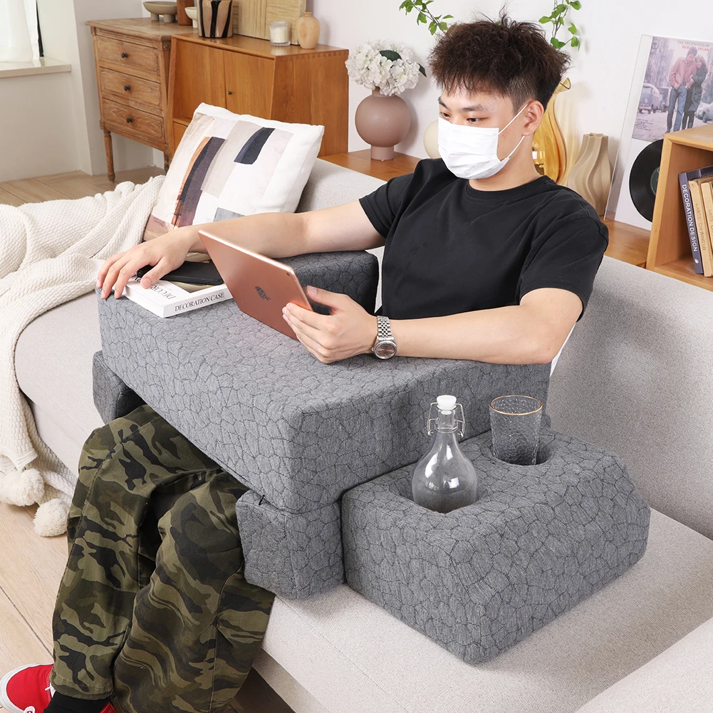 Extra Large Adult Reading Pillow with Cup Holder Adjustable Bed Desk for Steam Deck/Switch Playing for Sitting in Bed Floor Sofa