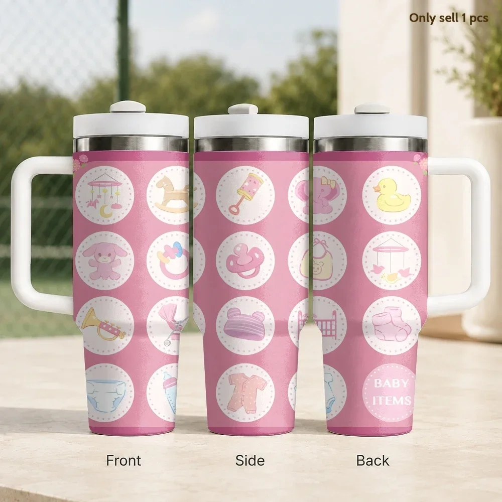 Baby Toys Nursery Vacuum Flasks 40oz Stainless Steel Insulated Tumbler with Handle Straw Leakproof Cup Daily Travel Mug