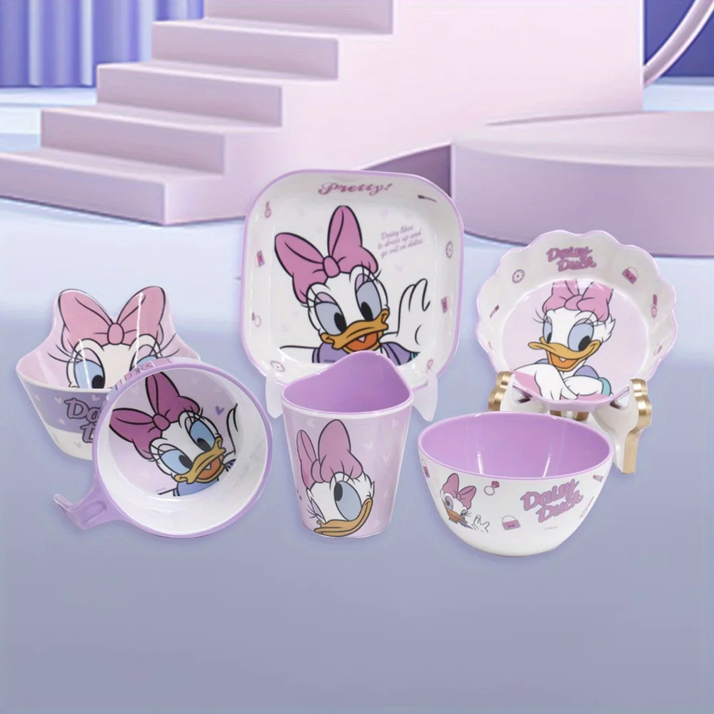 1pc Disney  Classic Cartoon Daisy Duck,incouding bowl,plate,cup to Family dinner,Christmas party tableware Classic Cartoon Daisy