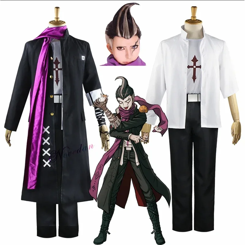 Anime Danganronpa goodbye despair gunwhereas Tanaka cosplay costume jacket coat Sarf uniform wig full set for men women Hallowee