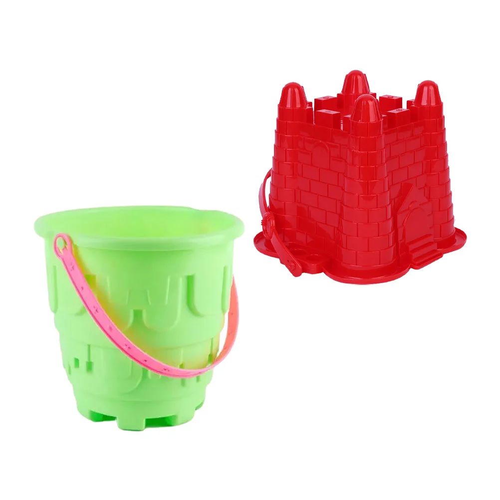 

2 Pcs Beach Bucket Sand Building Coolers Sandcastle Toys Plastic Molds Seaside Circular Fans