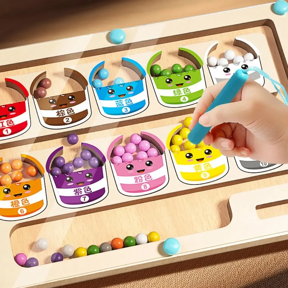 Wood Wooden Positioning Game Magnetic Colorful Kid’s Concentration Training Toys Funny Montessori Magnetic Color Sorting Games