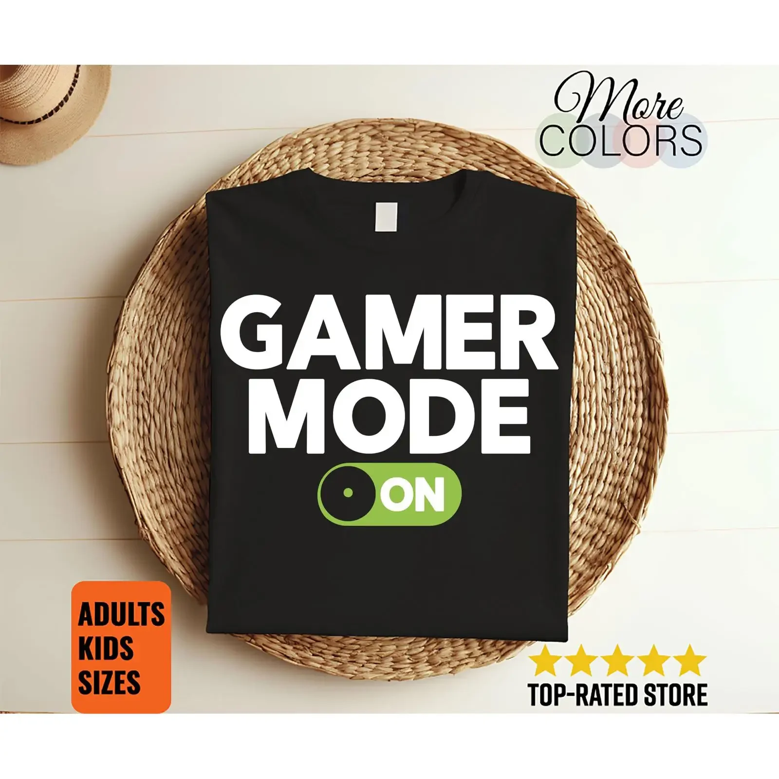Gamer Mode On T Shirt Funny Video Game for Gamers Dad Son Birthday Party Present Geek Retro  vintage Washed designer clothes