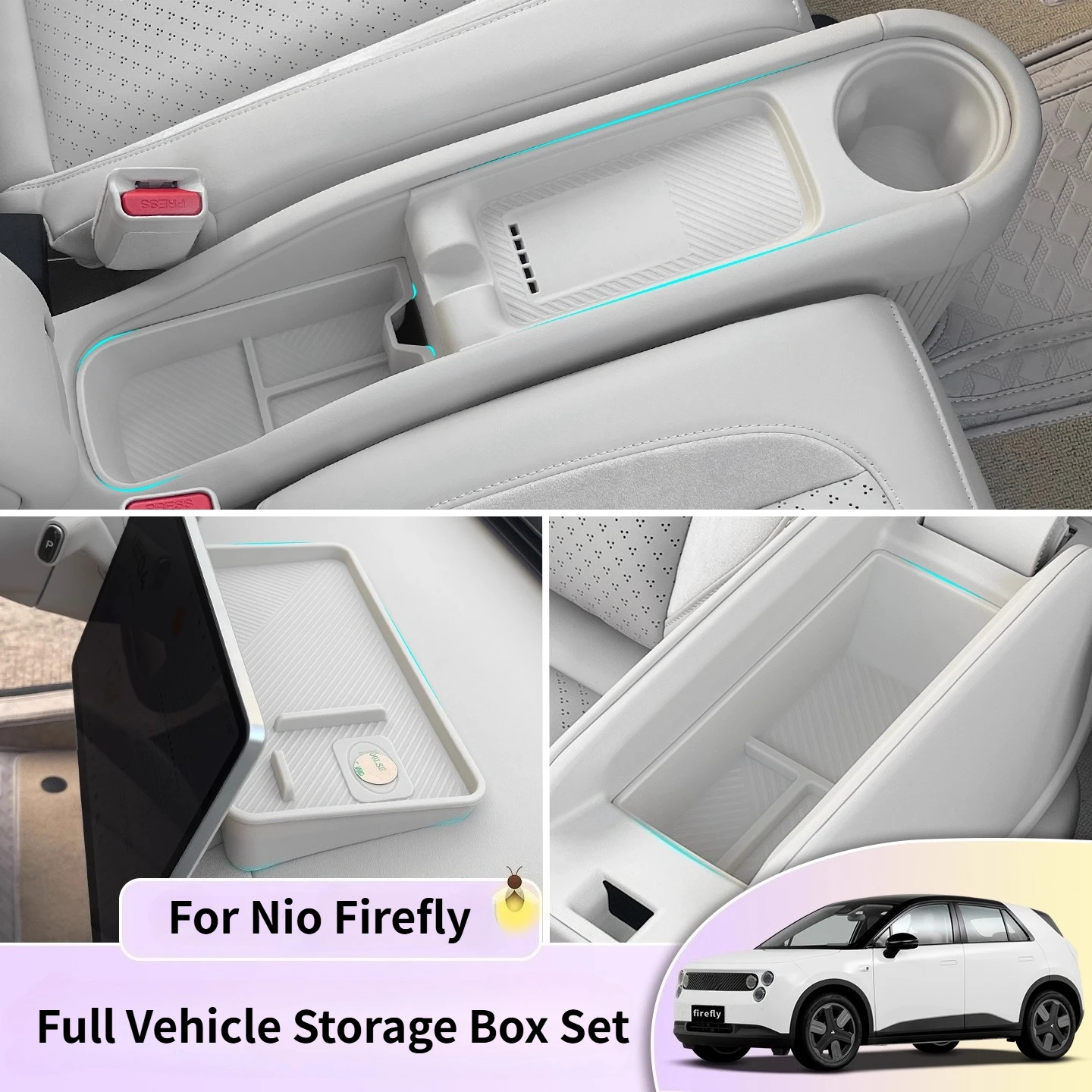 

For Nio Firefly Central Control Storage Box Armrest Behind The Screen Wireless Charging Silicone Pad Accessories Modification