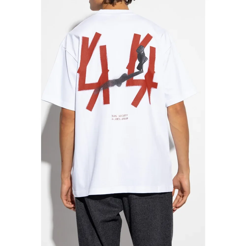 2025 Neues Sommer-44 LABEL GROUP Sticka T-Shirt Ports Lässiges reines Baumwoll-Rundhalsausschnitt-atmungsaktives Druck-loses Kurzarm-T-Shirt