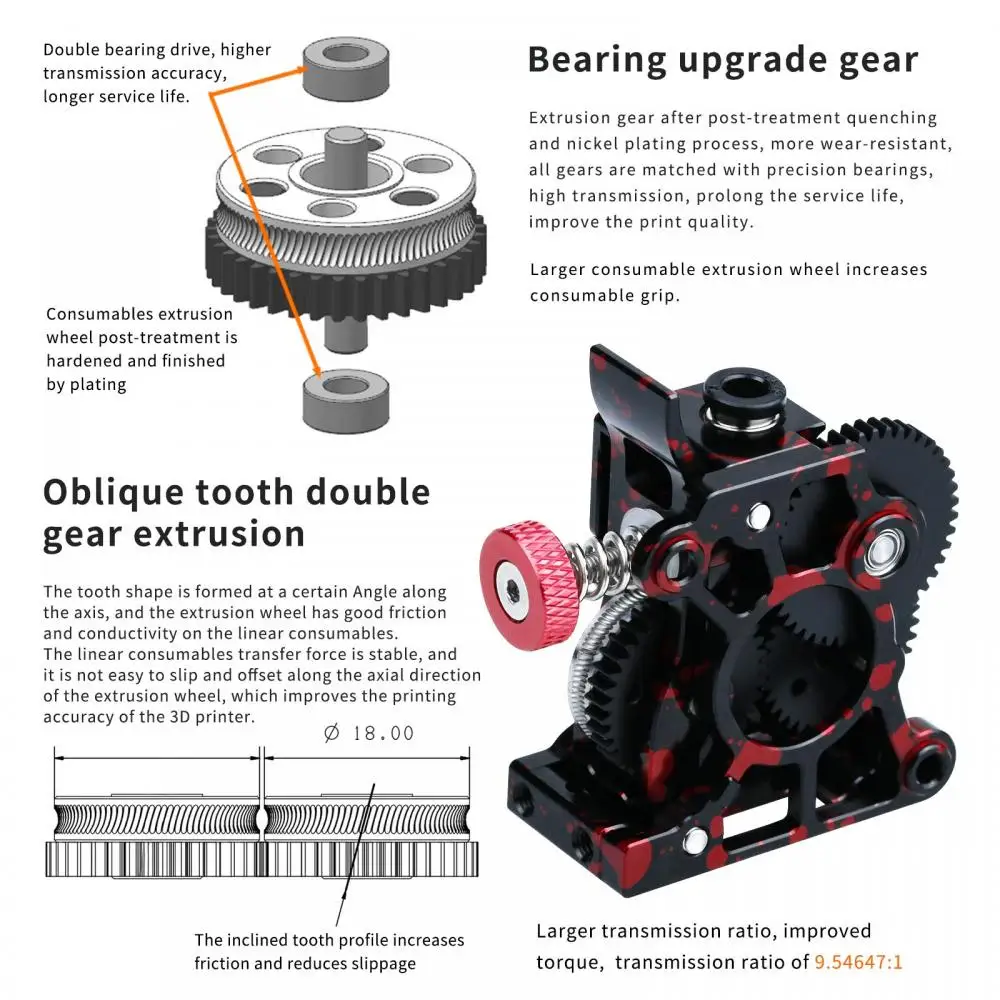 Imagem -05 - Extrusora de Engrenagem de Redução para Impressora 3d Todas as Peças Metálicas de Alumínio Aço Endurecido Dente Oblíquo Hgx 2.0 Alta Qualidade