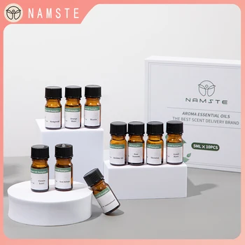 NAMSTE 5ml 10pcs Conjuntos de amostras de óleo essencial de vários tipos de série de fragrâncias Purificadores de ar domésticos adequados para difusor de aroma