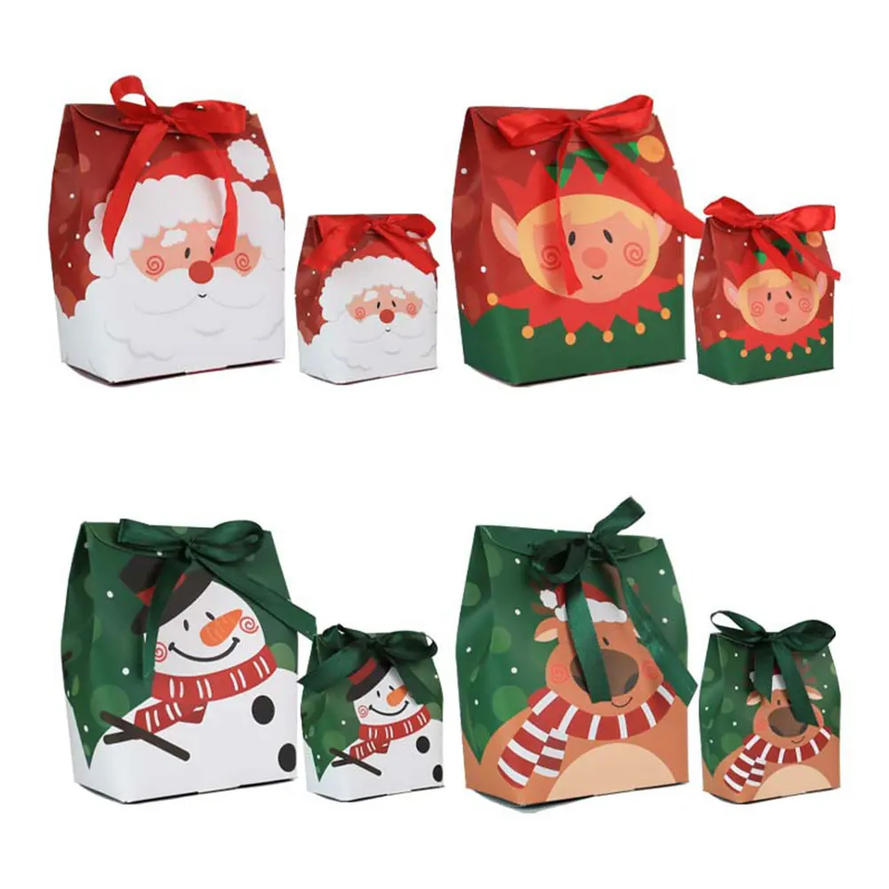 15PCS Christmas Paper Gift Box Bags Christmas Decorations for Home Natal Candy Dragee Bag Kerst New Year 2024 Supplies Noel