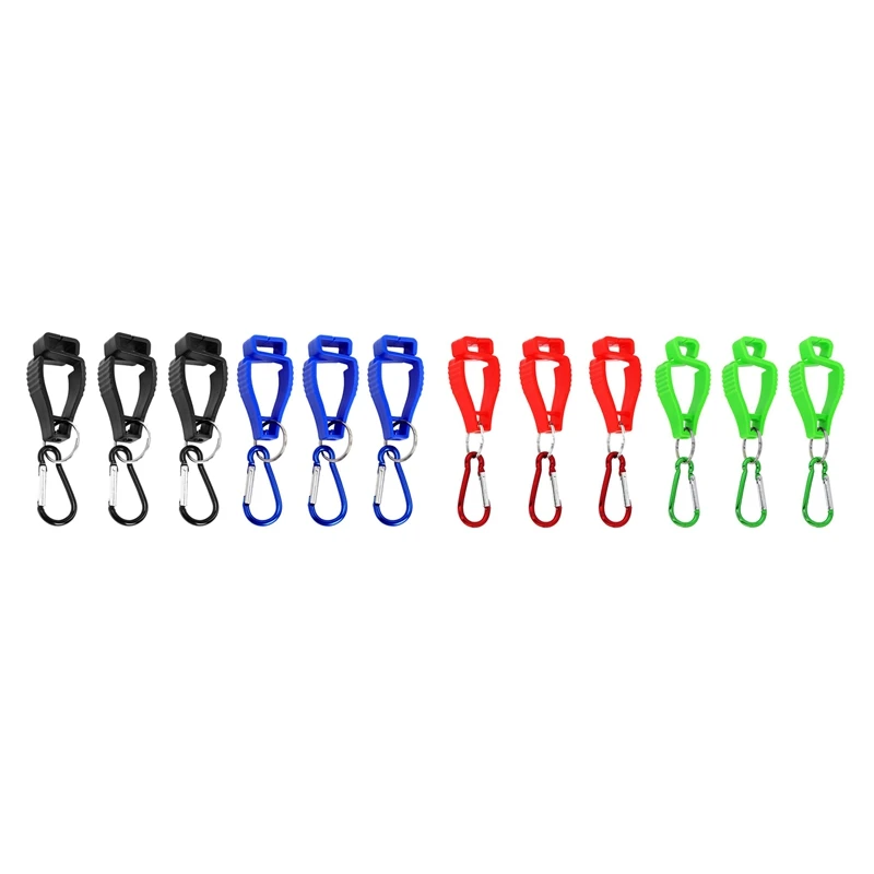 12PCS Multicolor Glove Clips Glove Belt Clip With Metal Carabiners For Work Glove Holders