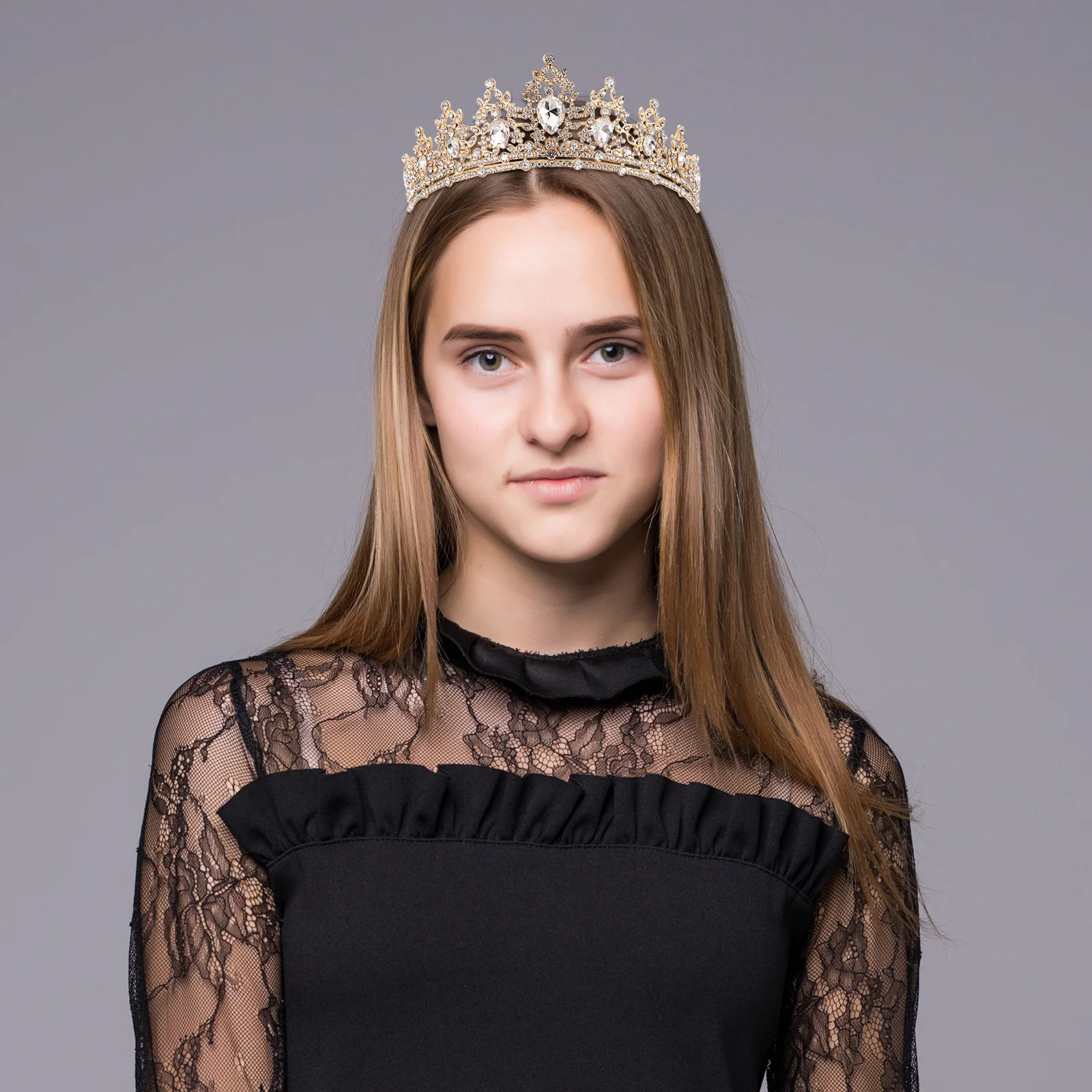 

Water Crystal Rhinestone Bridal Wedding Tiara Crown Headband Birthday Party Hair Accessories Wedding Crown for Bride