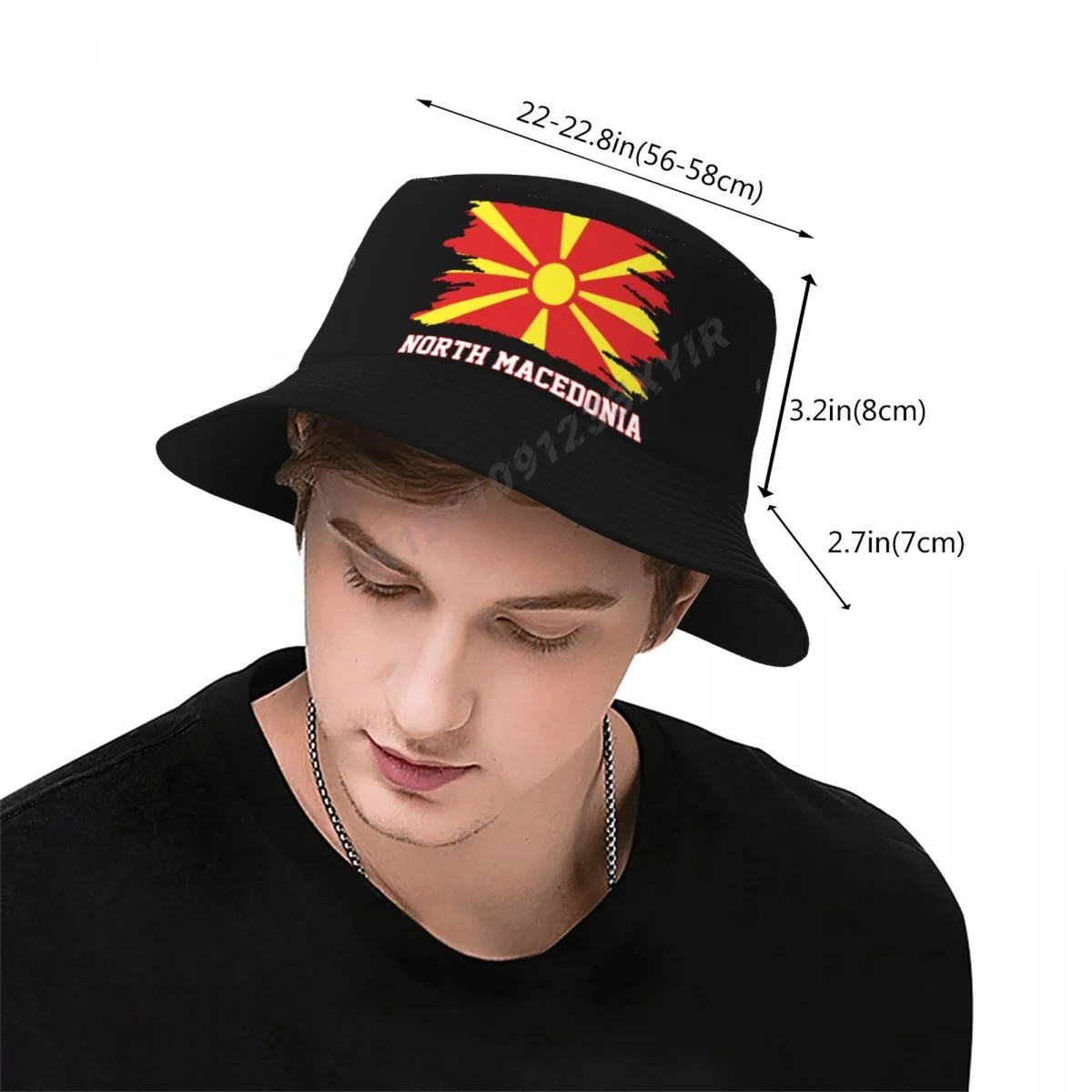 Bucket Hats North Macedonia Flag Emblem North Macedonian Fans Sun Shade Cool Outdoor Summer Fisherman Caps Fishing Hat