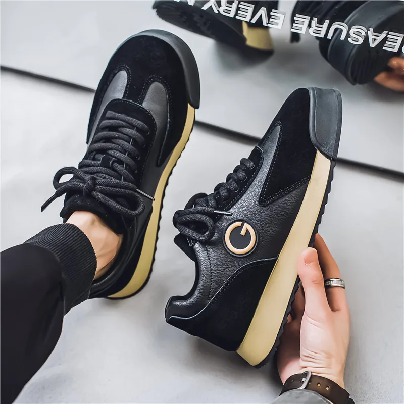 Original Men\'s Fashion Shoes Classic Vintage Man Black Sneakers Breathable Suede Leather Youth Sneakers Men Walking Sports Shoes