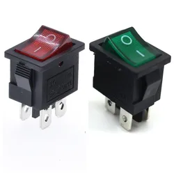 5 pces kcd1 interruptor de balancim on-off 2 posição 4 pinos equipamentos elétricos com vermelho verde led luz interruptor de alimentação 6a 250vac 10a 125vac