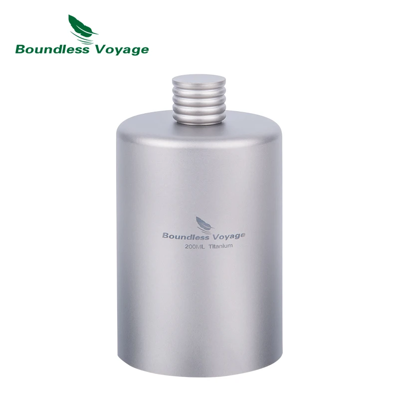 Boundless Voyage 200ml Titanium Pocket Flagon Camping Przenośna butelka na alkohol Napój Sportowy Outdoor Hip Flask Piknik Butelka na wino