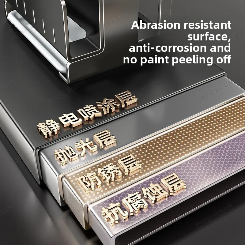 No Drilling Kitchen Counter Storage Rack, Multifunctional Organizer for Knife, Chopstick, Lid, Cutting Board, Home Use