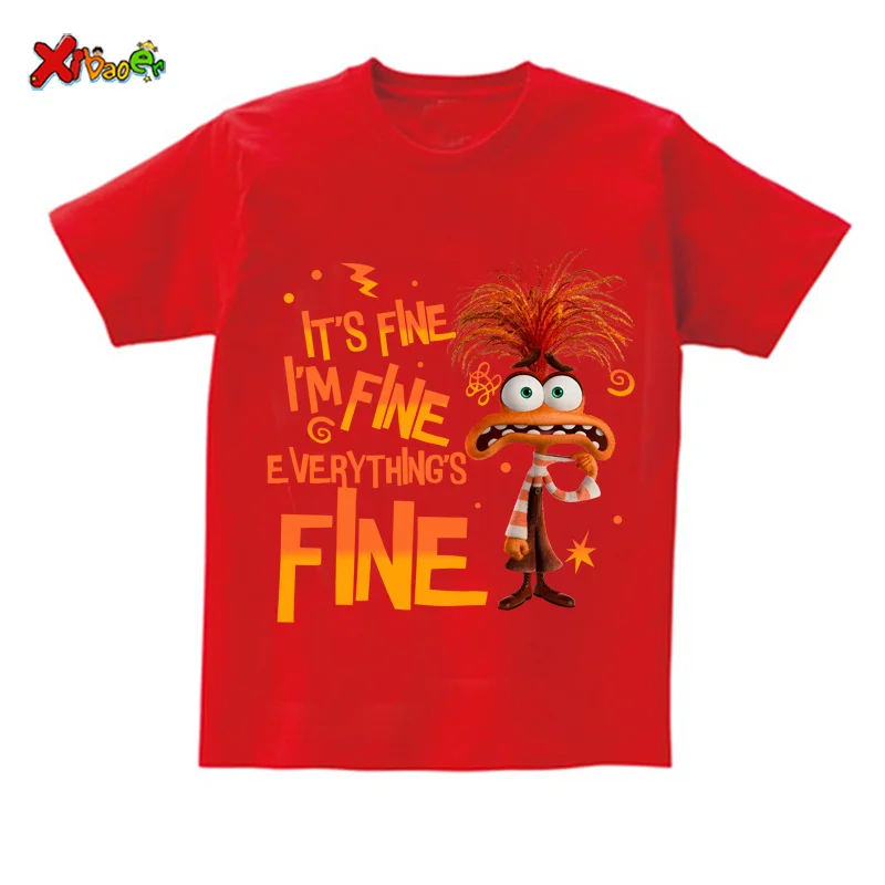Inside Out 2 T Shirt Boys Girls Short-Sleeved T Shirts Birthday T-shirt Casual Top Cartoon TShirt Clothing Kids Clothes Fashion
