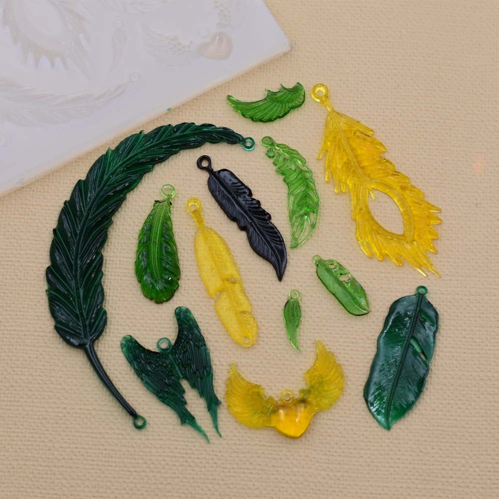 SNASAN Silicone Mold Feather Charms Pendant Resin Silicone Mould Jewelry Handmade Tool Epoxy Resin Monlds Leaf Wing