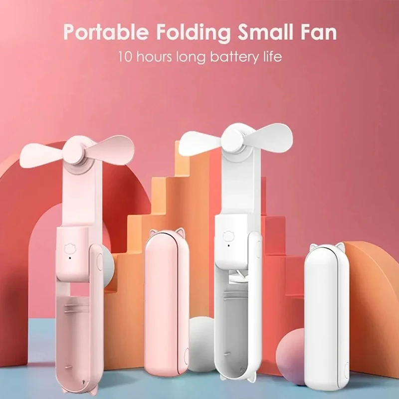 Portable Fan Super Mini Handheld Fan USB Rechargeable Fan Foldable Hand Held Small Pocket Fan with 2000mAh Power Bank 3 Gears