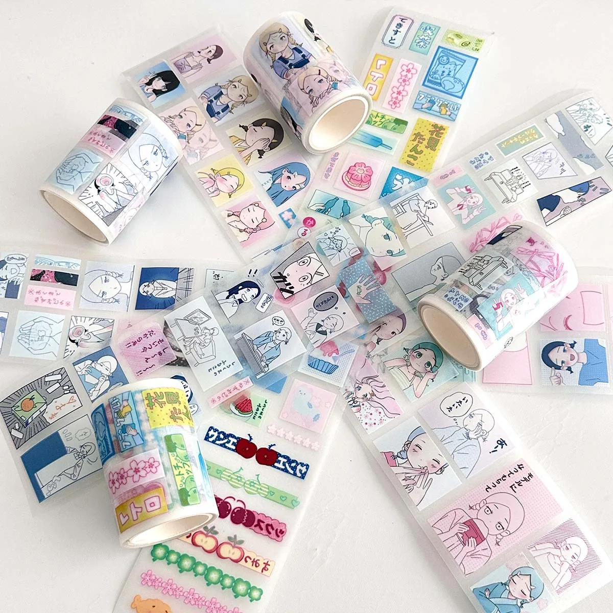 Kawaii Character Stickers Tape Scrapbooking Adhesive Tape Decal Washi Tape Cute Deco Sticker Korean Decorative Masking Tape