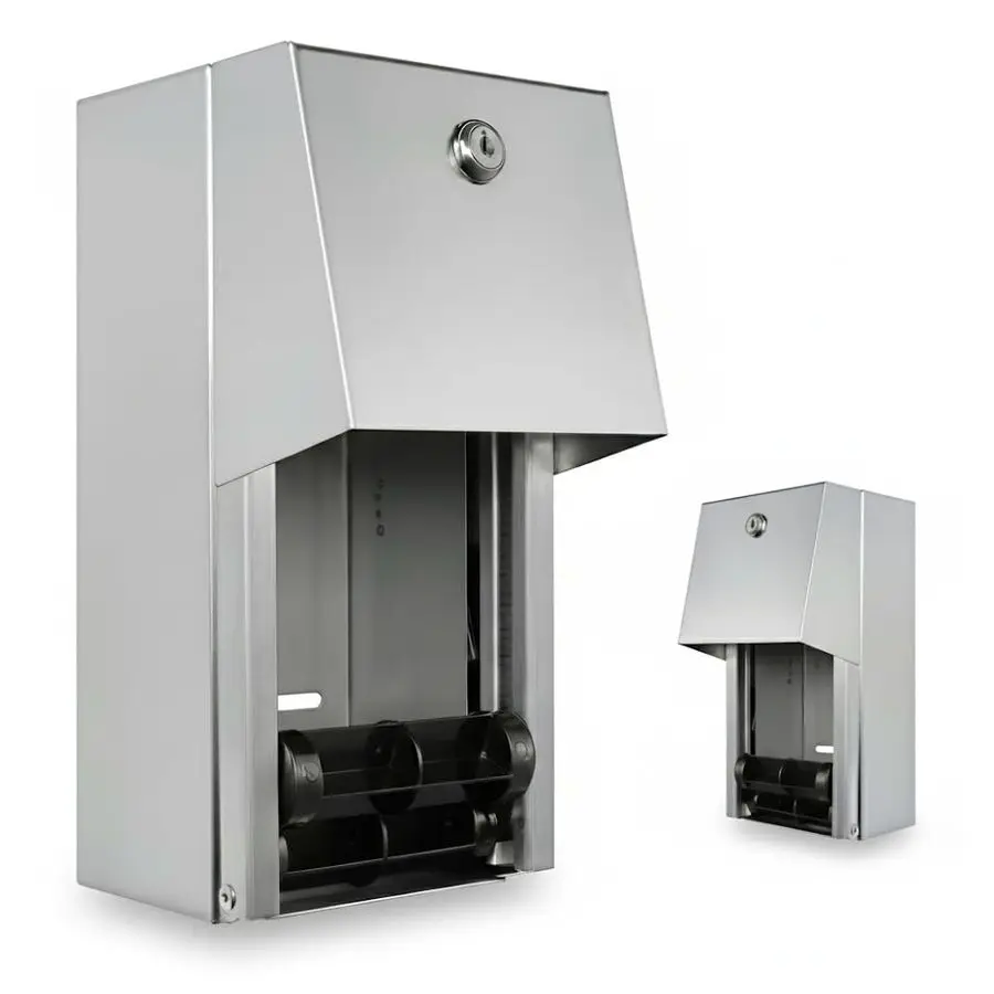 

Диспенсер для туалетной бумаги из нержавеющей стали 304, настенный, для двух рулонов, усиленный, с замком, металлический, для туалетных комнат