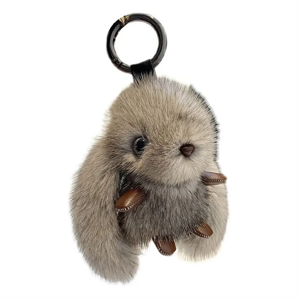 Stuffed Animal Rabbit Fur Keychain Pompom Bag Charm Bunny Stuffed Keyring Kawaii Furry Doll Plush Bunny Pendant Jewelry Gift