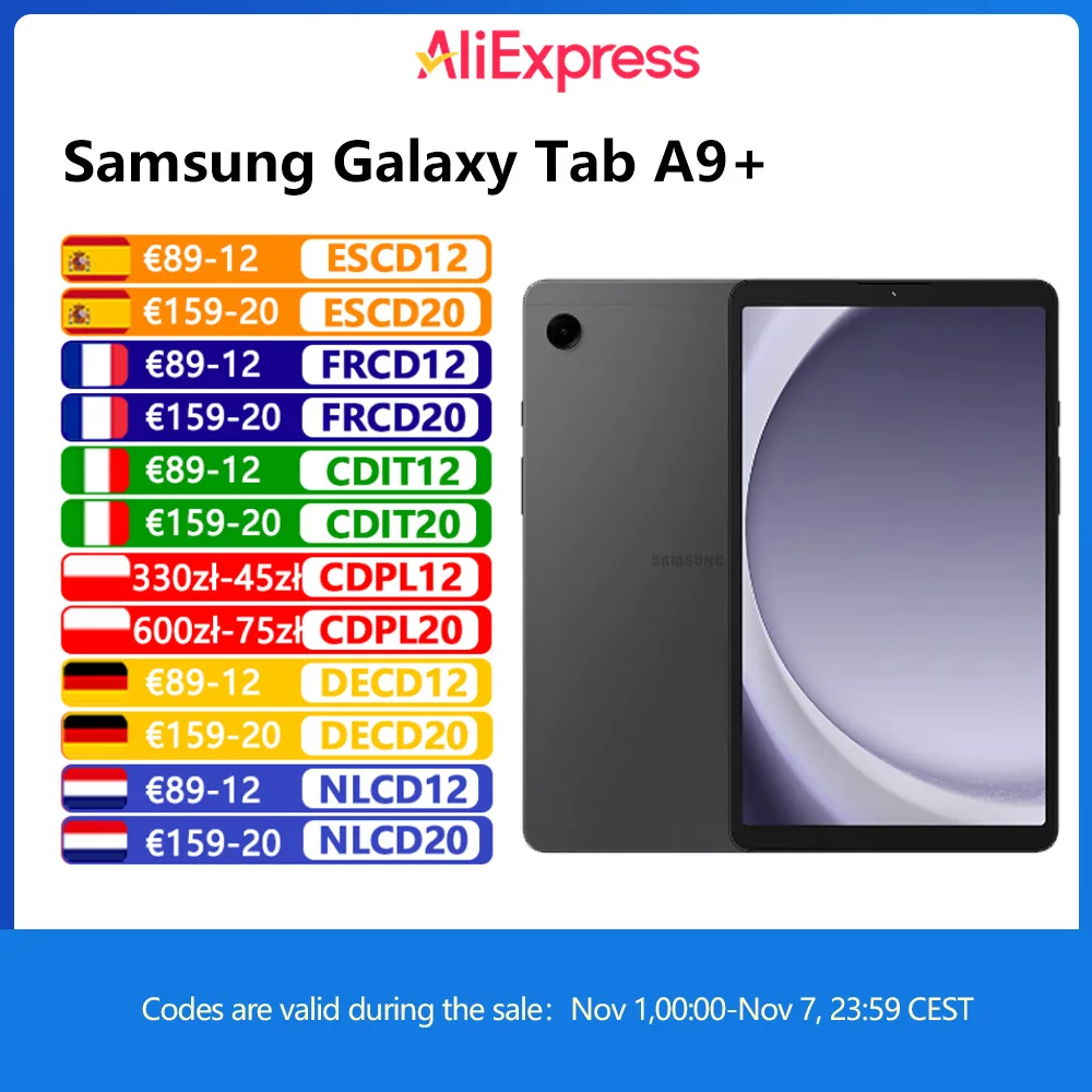 Samsung Galaxy Tab A9+ WI-FI, Tablette, Octa-Core, Appareil photo 8 MP, 11 pouces, Batterie 7040 mAh