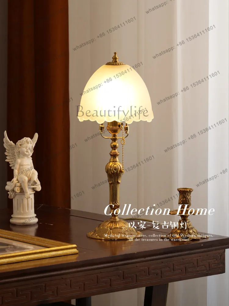 Original medieval retro brass luminous ornament art Western antique living room bedroom bedside ornament