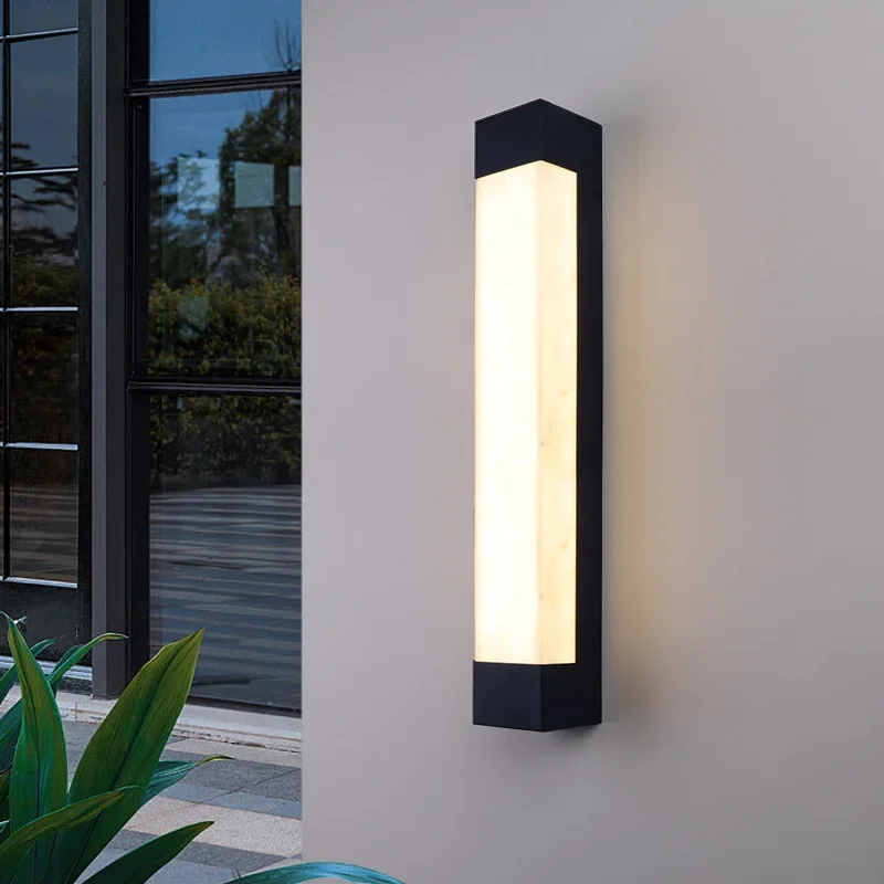 

Modern outdoor wall lamp, courtyard gate, terrace, long stainless steel imitation marble waterproof wall lamp