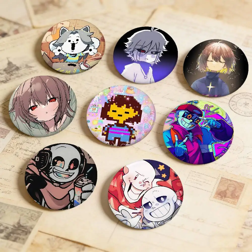 Game UNDERTALE Anime Round Laser Badge Cartoon Brooch Clothes Backpack Accessories Lapel