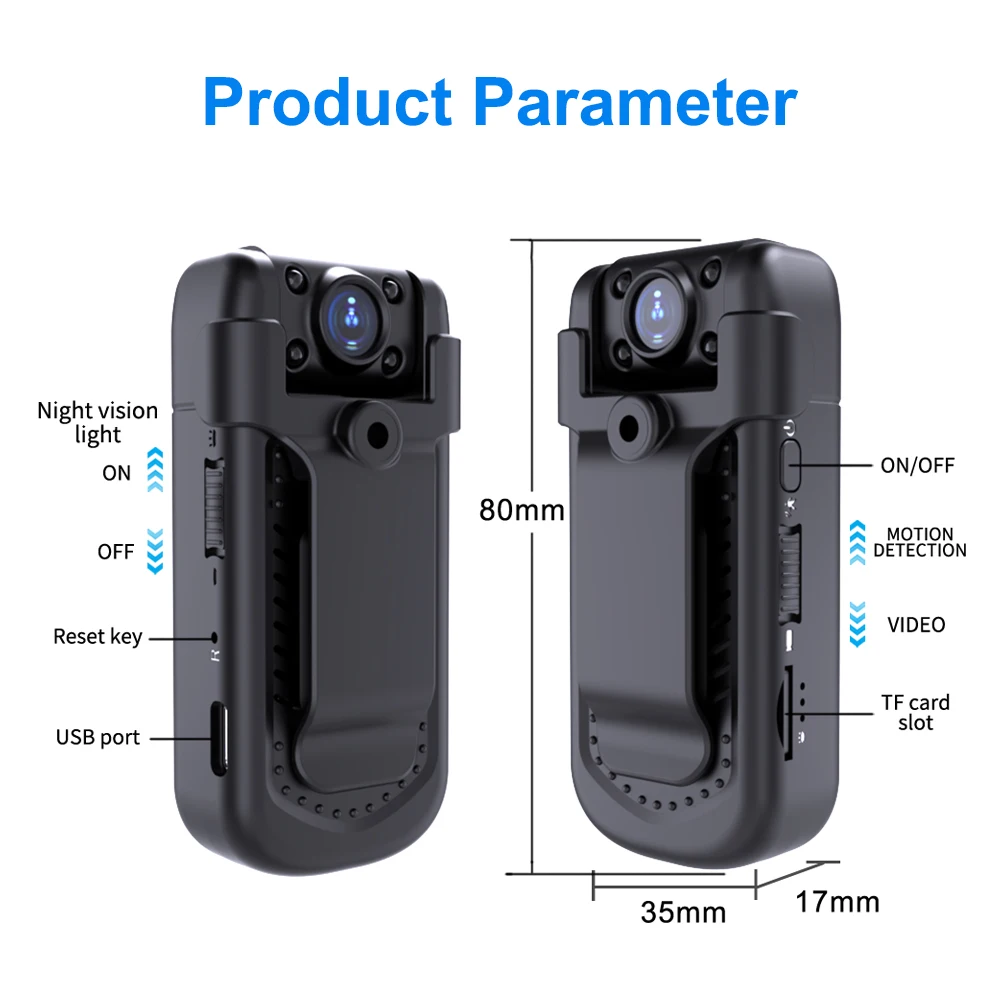 MD36 Mini Camera HD 1080P Flashlight Micro Cam Magnetic Body Camera Motion Detection Snapshot Loop Recording Camcorder