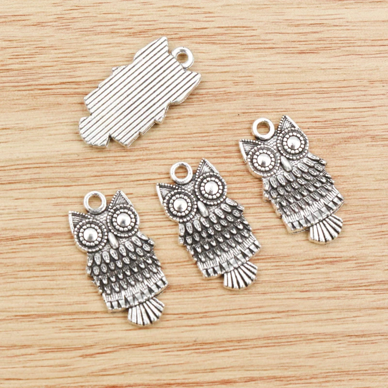 12pcs 24x12mm Antique Silver Plated Owl Handmade Charms Pendant:DIY for bracelet necklace