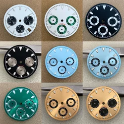 29.5mm Green Ice Blue Black White No Calendar Window Dial Fit VK63 Quartz Watch Movement Dial Parts Modification Custom Logo