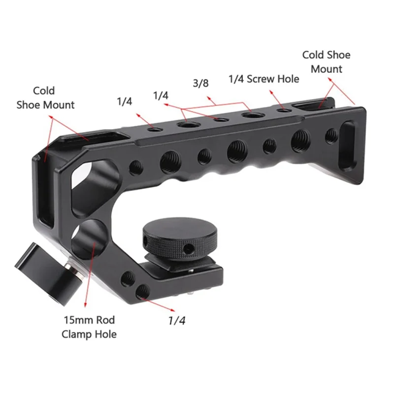 A34M-Camera Top Handgrip 4 حذاء بارد لـ Arca Swiss Mount 1/4 بوصة و3/8 بوصة قابل للفصل 1/4 بوصة لقفص الكاميرا