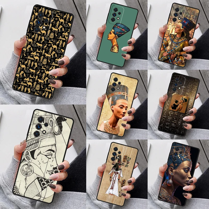 Egypt Nefertiti Ankh Phone Case For Samsung Galaxy S23 S21 S20 FE S24 S22 Ultra Note20 S10 S9 S8 Plus A40 A52 A12 A13 A53