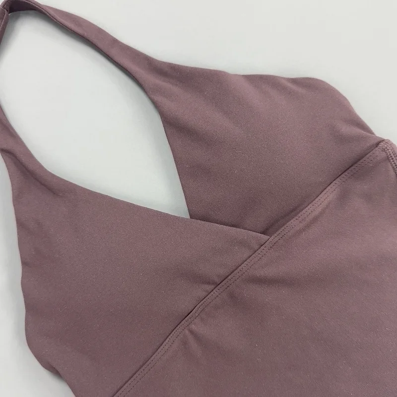 Women Halter Cropped Tank Top V‑Neck Built‑in Padded Bra Sleeveless Stretchy Soft Camisole Yoga Gym Workout Fitness ActiveWear image 6