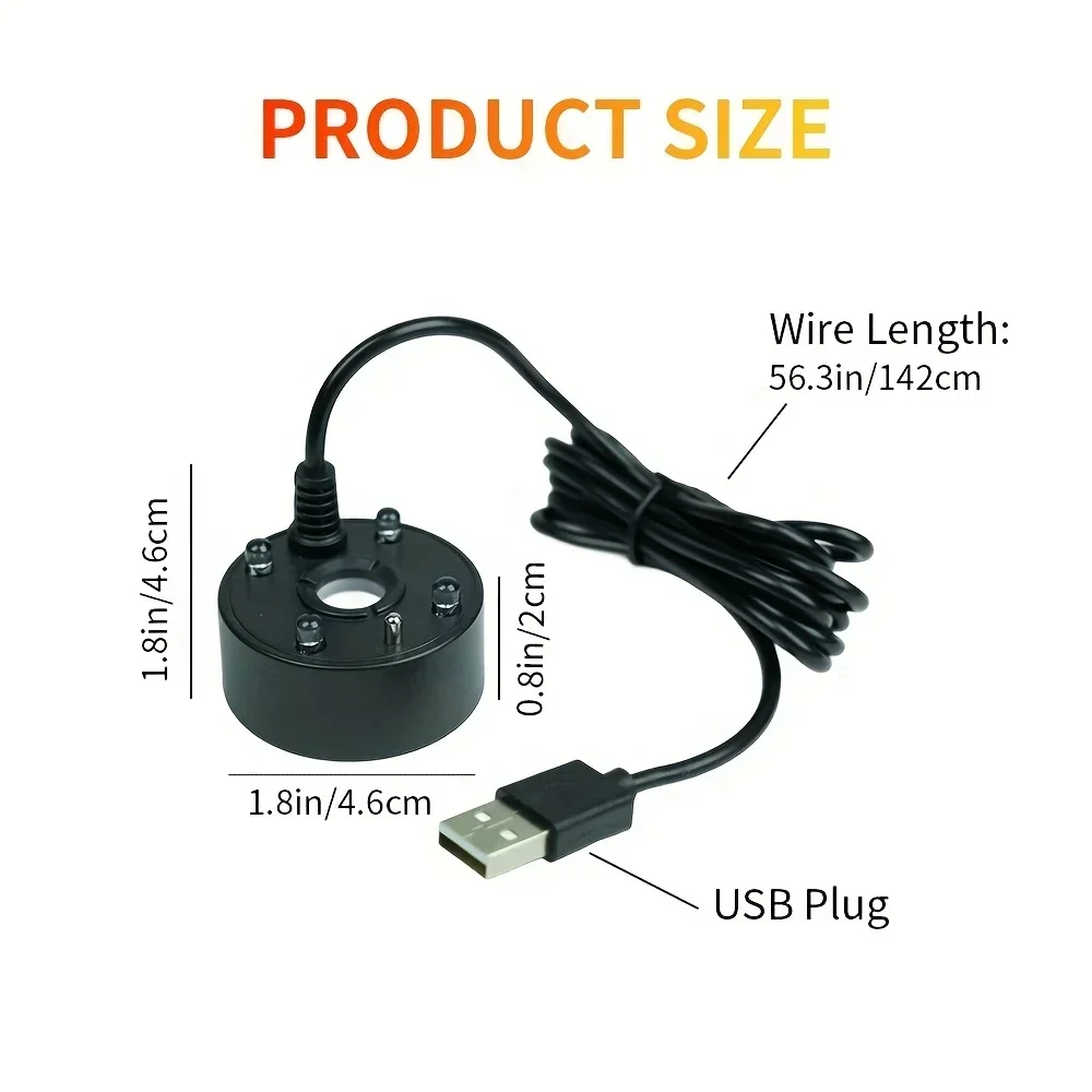 Spina USB 4 LED Spruzzatore ad ultrasuoni Fontana interna Funzione acqua Stagno Portatile Rettile Nebbia Umidificatore Calderone di Halloween