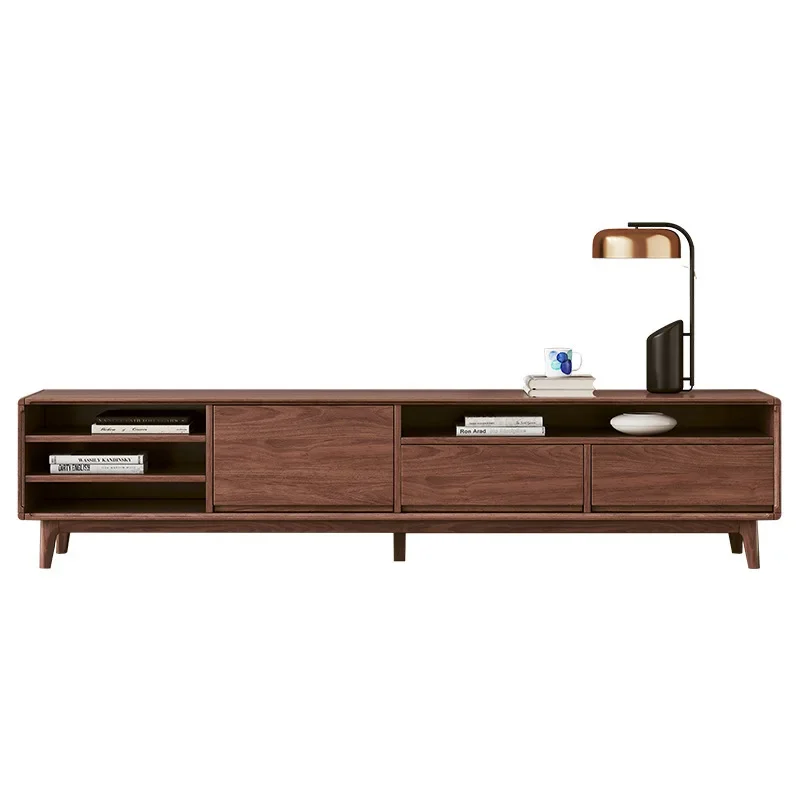 

Solid wood TV cabinet North American black walnut hall cabinet Nordic log storage locker Modern simple living room furniture