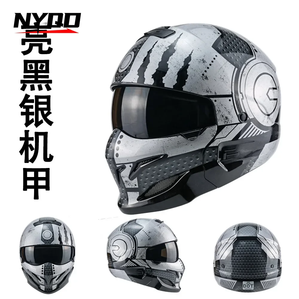 Combination Helmet Detachable Multi-purpose Combination Helmet Motorcycle Locomotive Personality Half Predator Helmet