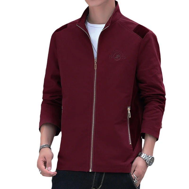 Spring Autumn Men's Cotton Work Jackets Casual Men Stand Collar Windbreaker Jacket Outdoor Men Slim Fit Zip Up Business Coats