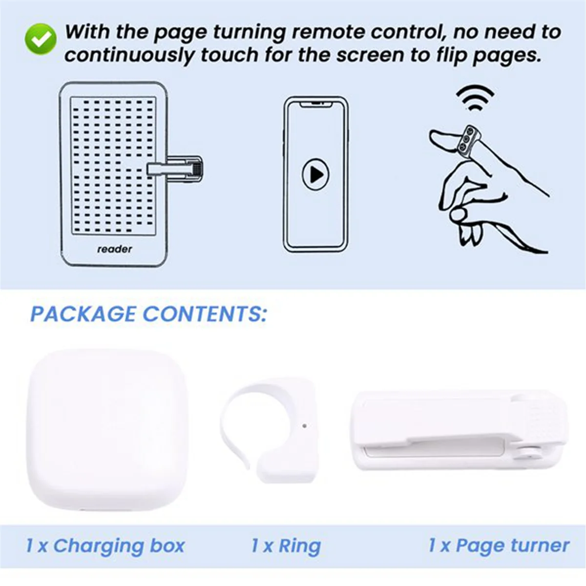 

Remote Control Page Turner Ring for Kindle Paperwhite Oasis, Bluetooth E-Reader Controller,Camera Shutter D07 ProJAS