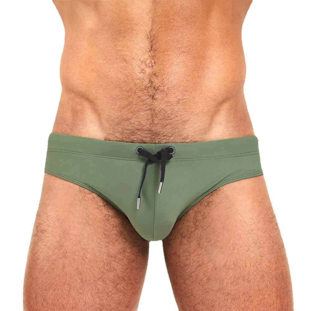 Calzoncillos de baño para hombre, pantalones cortos de playa, Bermudas de baño de cintura baja, tabla de Surf Sexy, traje de baño de Color sólido,