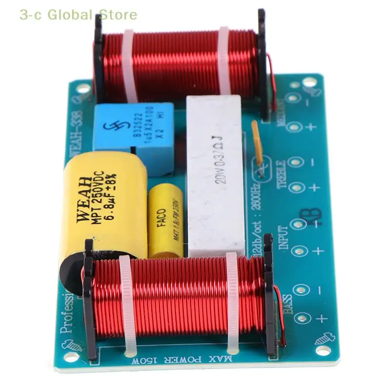 Speaker 120W 3 Unit Pembagi Frekuensi Audio Hi-Fi Filter Crossover 3 Arah 4-8Ω